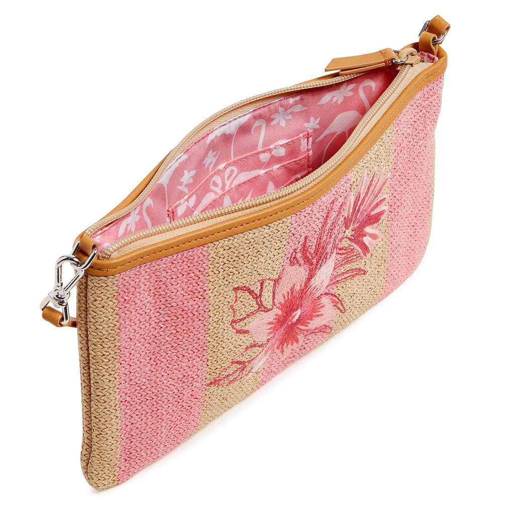 Vera Bradley  RFID Straw Convertible Wristlet in Candy Pink Stripe Straw