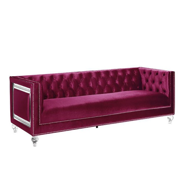 Heibero Sofa Burgundy Velvet Acme Furniture