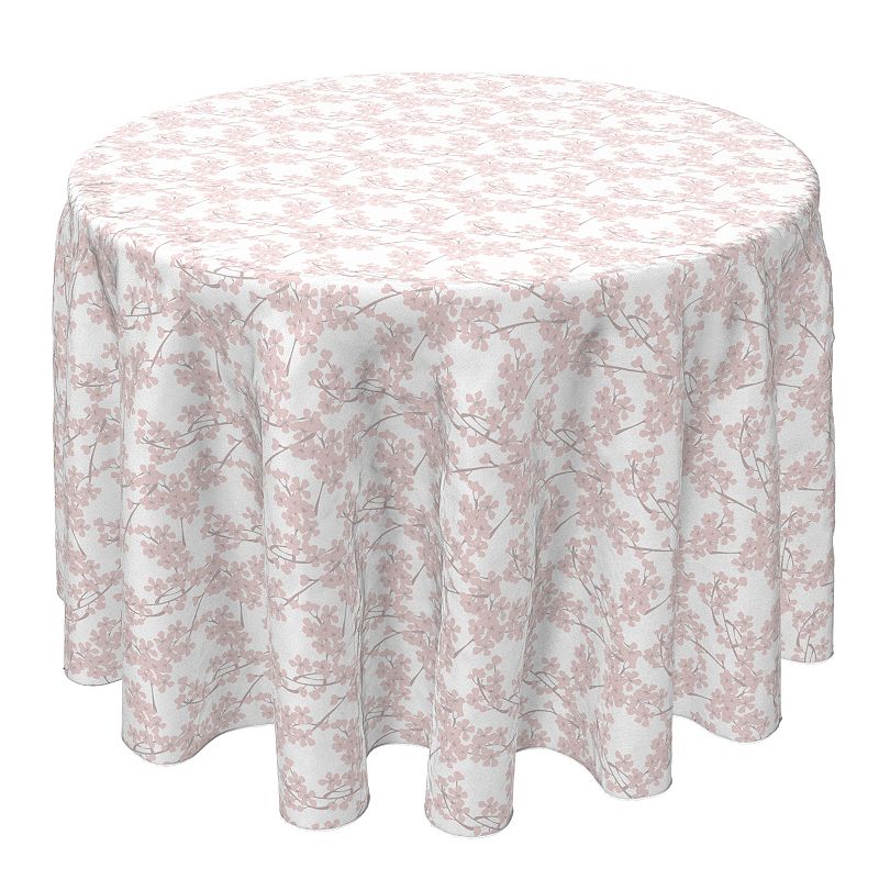 Round Tablecloth， 100% Cotton， 60 Round， Spring Blossom Branches