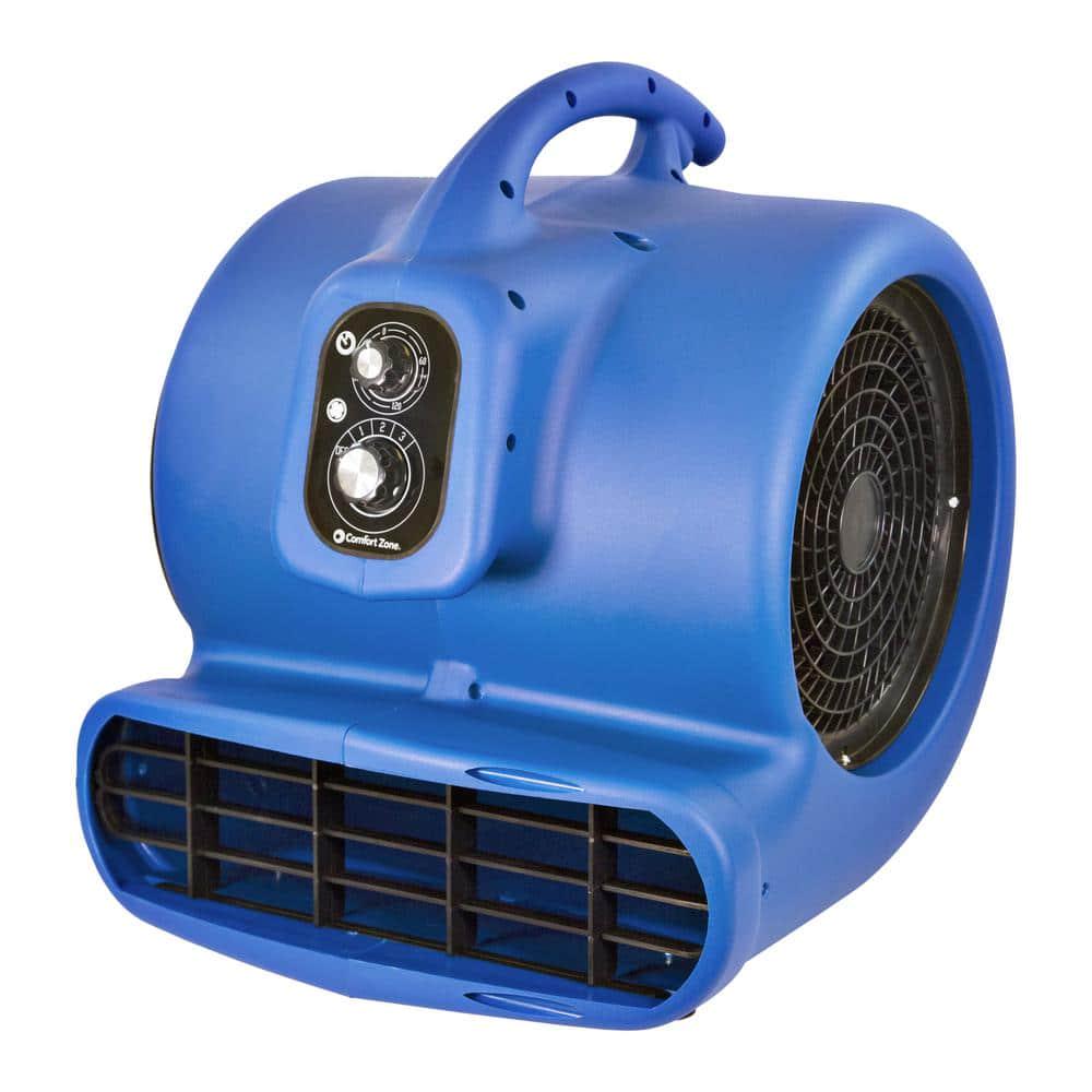 Comfort Zone 12 HP High Velocity Air Mover Carpet Dryer Blower Fan with Timer Blue