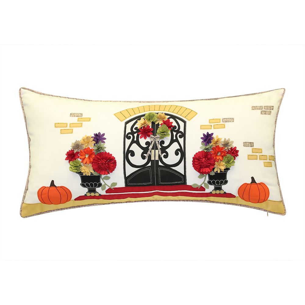 Edie@Home Harvest Welcome Home Indoor and Outdoor Lumbar Decorative Pillow