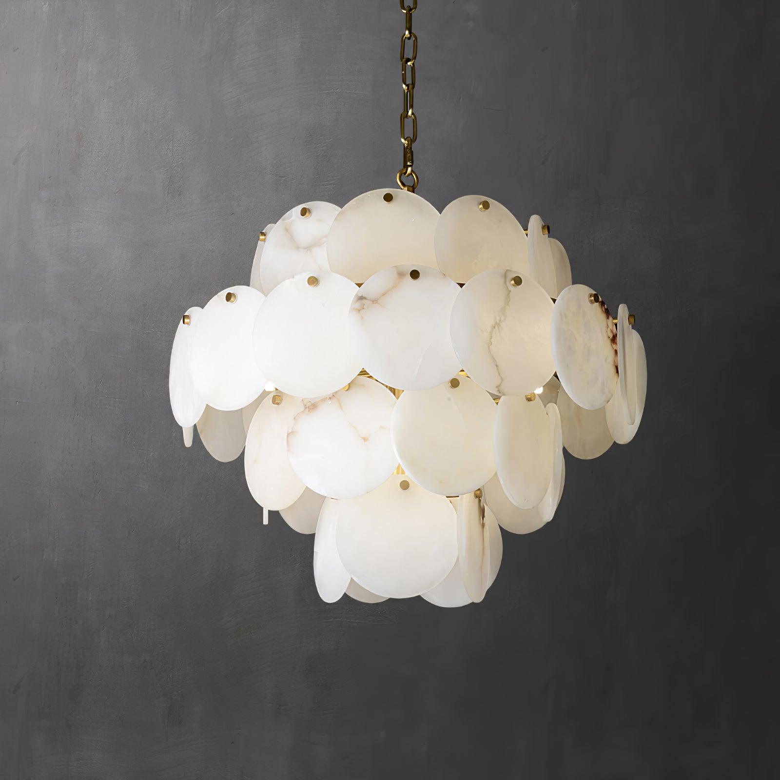 Alabaster Shell Brass Chandelier