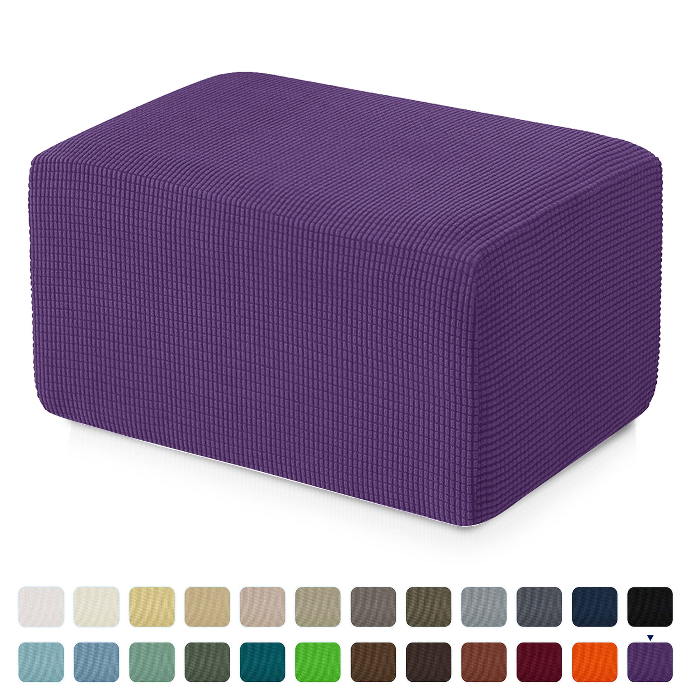 Subrtex Stretch Textured Grid Oversized Ottoman Slipcover, Violet