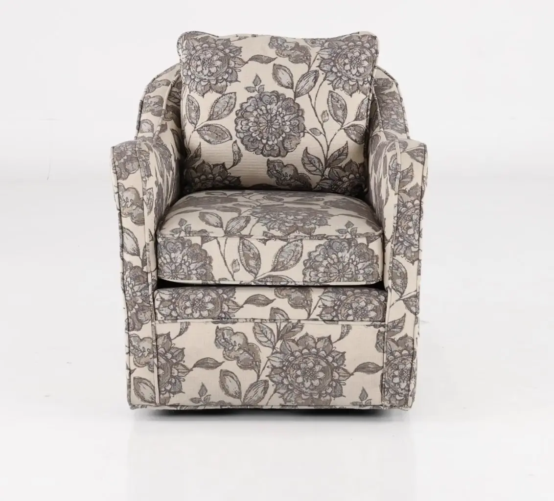 Brianne Ivory Floral Swivel Accent Chair