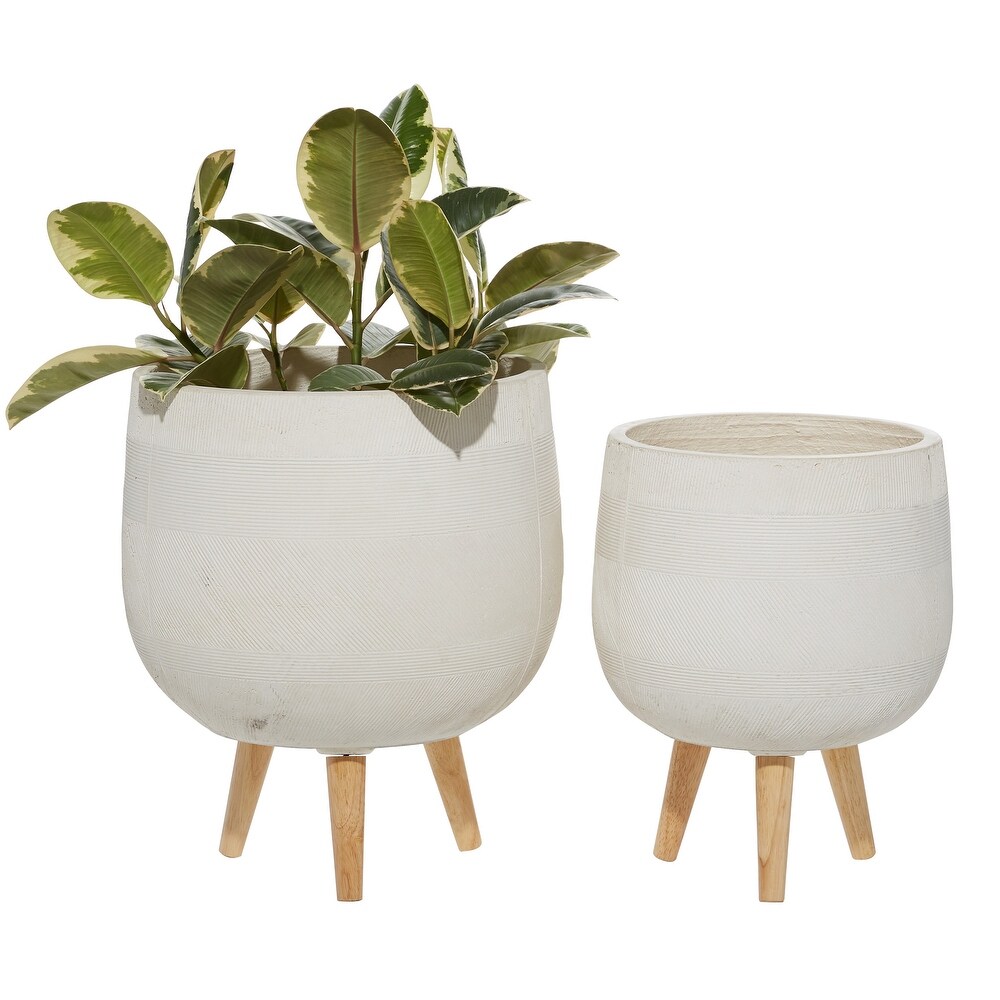 Ceramic Contemporary Planter (Set of 2)   12 x 12 x 15Round