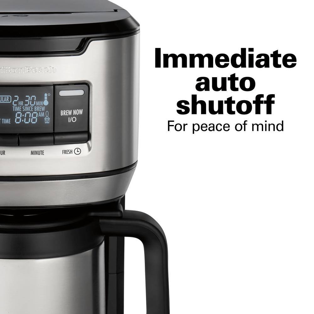 Hamilton Beach 12-Cup Black Programmable Front-Fill Coffee Maker with Thermal Carafe 46391