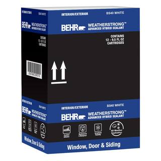 BEHR Weatherstrong 9.5 fl. oz. White InteriorExterior Window and Door Advanced Hybrid Polymer Sealant (12-Pack) BS4011CS