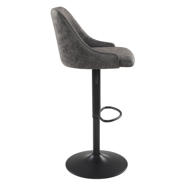 OS Home and Office Furniture Sylmar Height Adjustable Stool in Charcoal Faux Leather