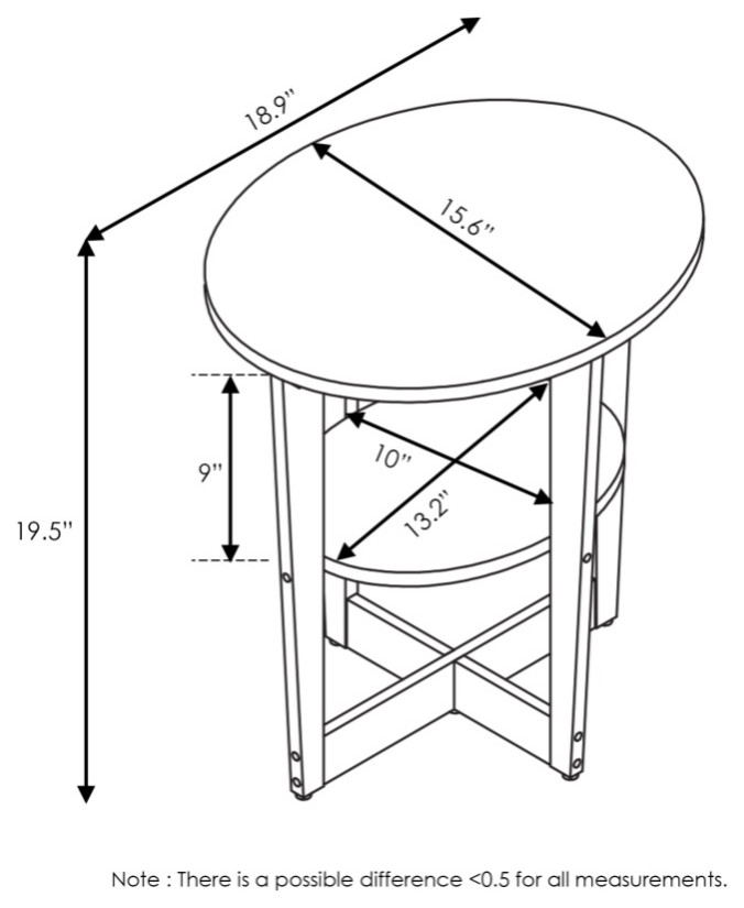 Furinno Jaya Oval End Table  French Oak Gray /Black   Industrial   Side Tables And End Tables   by VirVentures  Houzz