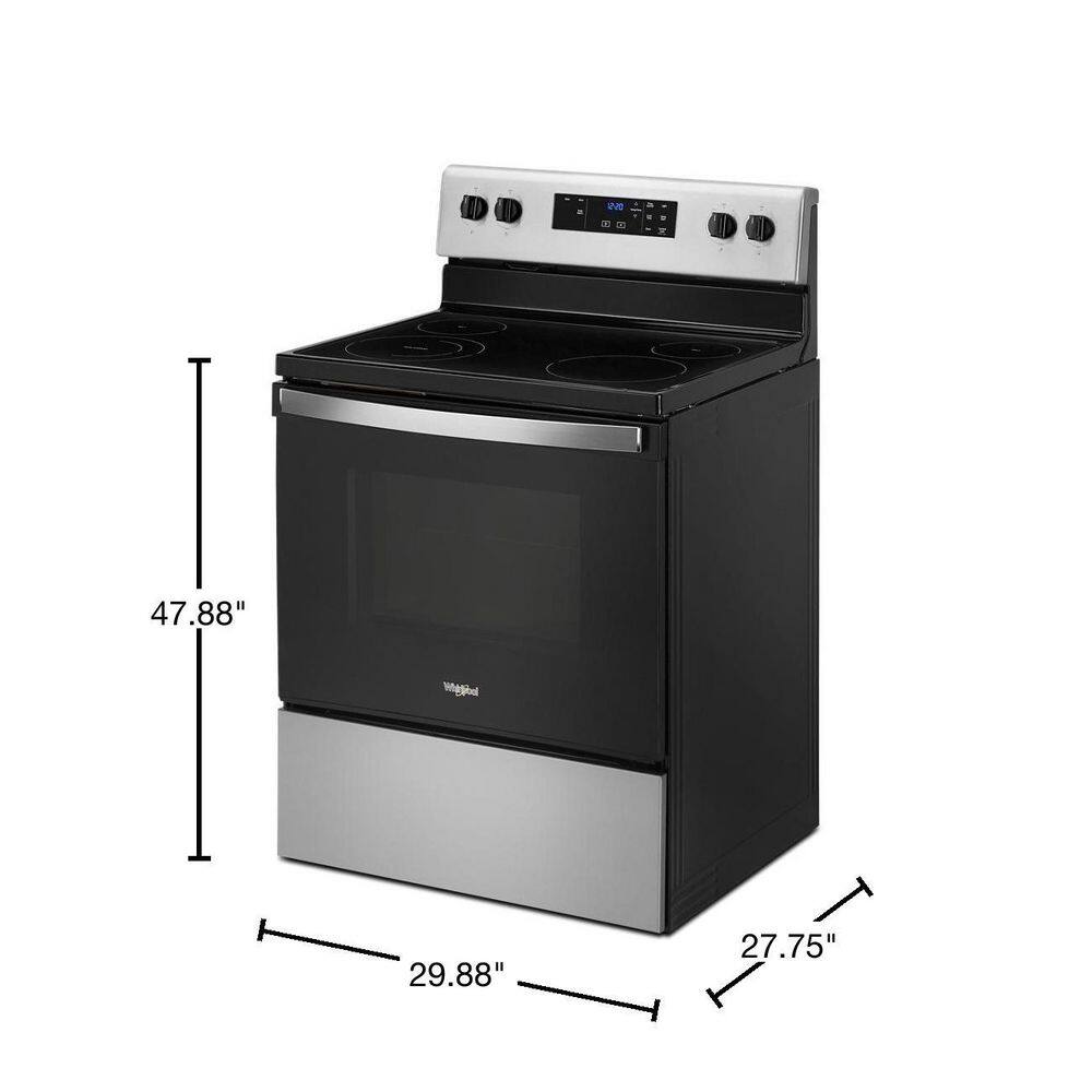 Whirlpool 30 in. 5.3 cu. ft. 4-Burner Electric Range in Stainless Steel with Storage Drawer WFE320M0JS