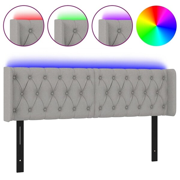 vidaXL LED Headboard Dark Gray/Light Gray Fabric - - 37455511