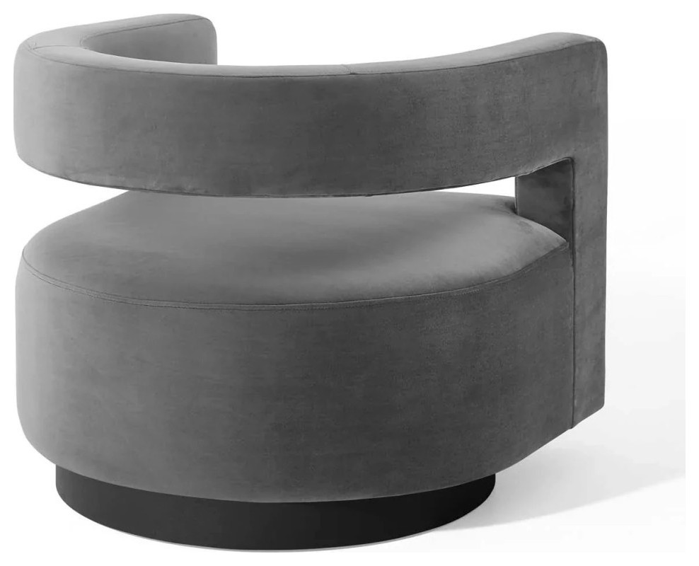 Atlas Grey Cutaway Performance Velvet Swivel Armchair   Transitional   Armchairs And Accent Chairs   by Virgil Stanis Design  Houzz