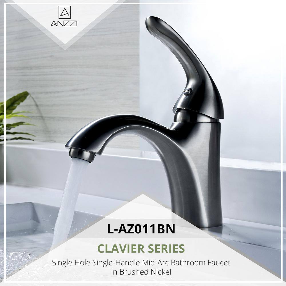 ANZZI Clavier Series Single Hole Single-Handle Mid-Arc Bathroom Faucet in Brushed Nickel L-AZ011BN