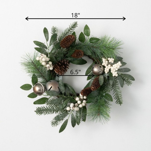 Sullivans Bell amp Berry Artificial Mini Wreath 18 quot h Green