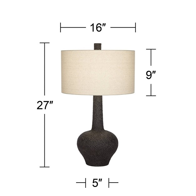 Tall Black Pebbled White Cream Drum Shade For Bedroom Living Room Bedside Nightstand Kids