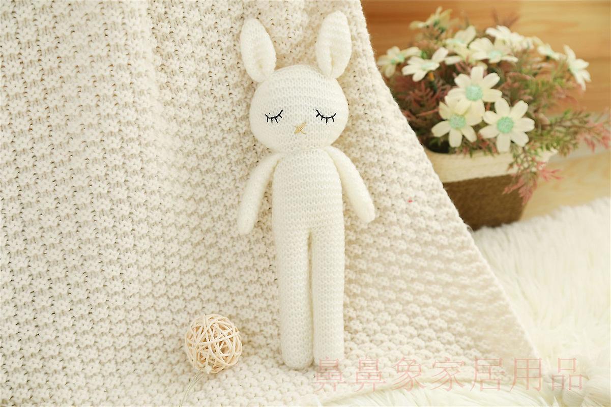 Amigurumi Crochet Bunny Baby Stuffed Doll Kawaii Cotton Knitted Animal Plush Toy Newborn Baby Sleeping Accompany Doll Room Decor