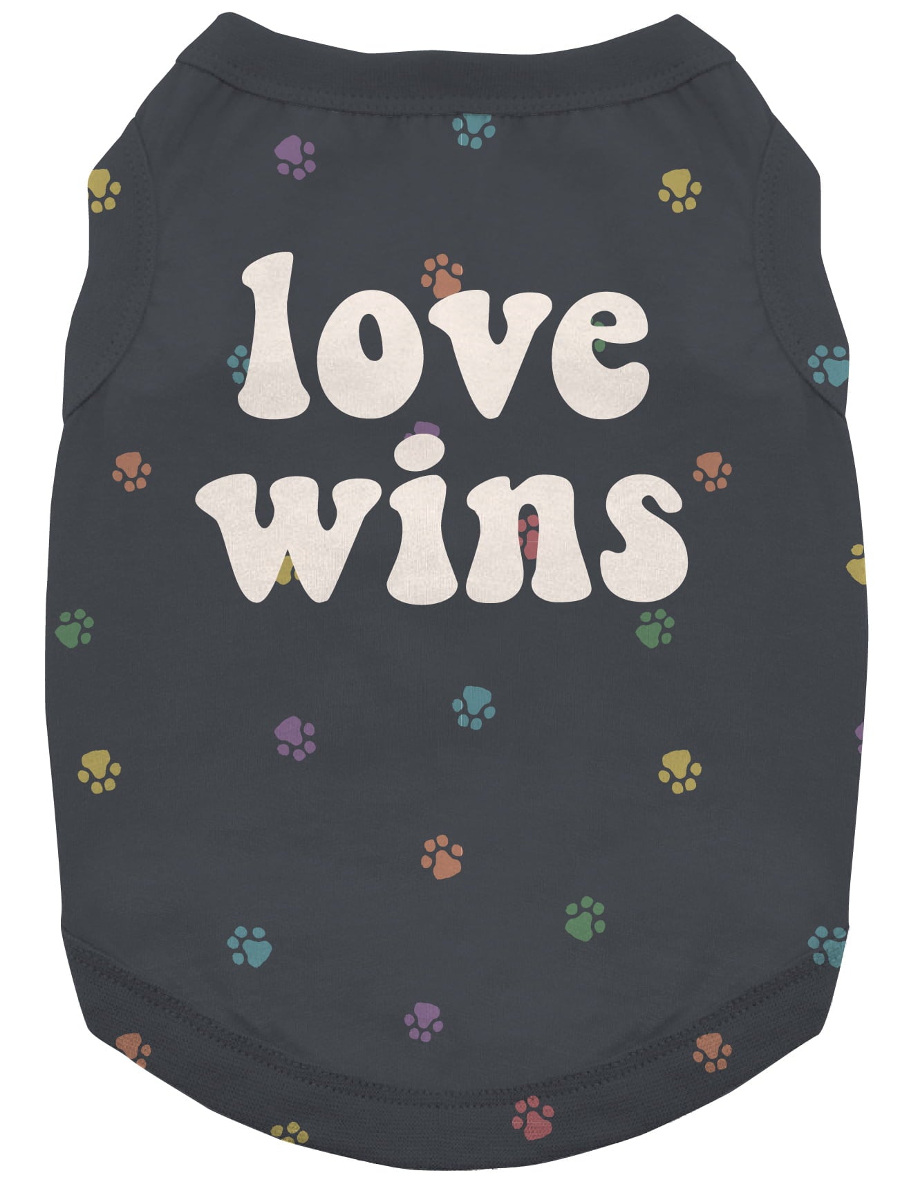 Love Wins with Hearts Dog T-Shirt， Black， S