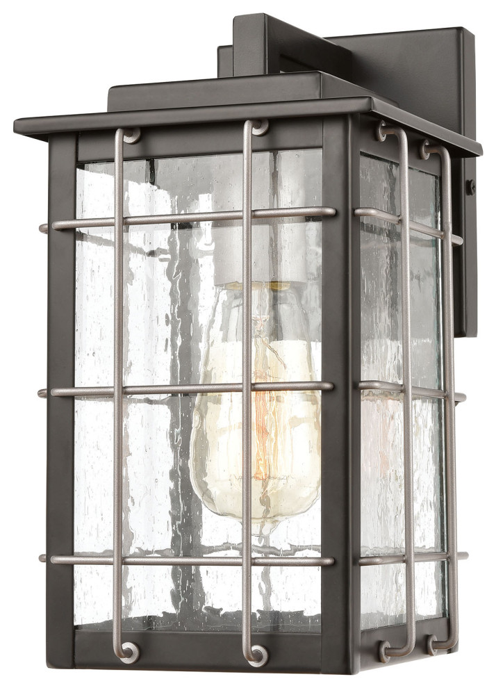 Brewster 1 Light Sconce  Matte Black With Seedy Glass   Industrial   Outdoor Wall Lights And Sconces   by ELK Group International  Houzz