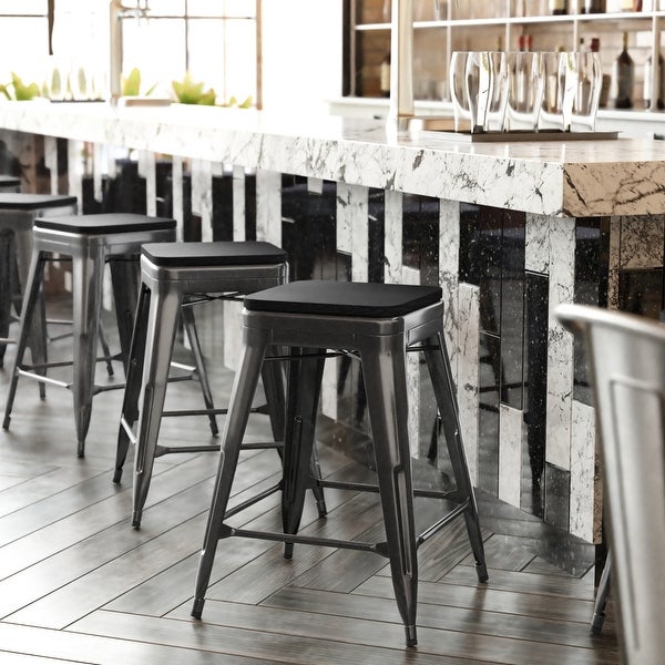 All-Weather Backless Commercial Bar Stool with Poly Resin Seat