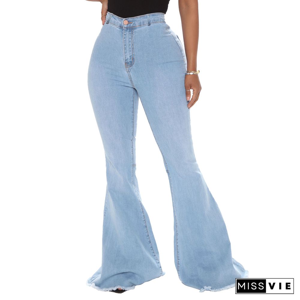 High Waist Stretch Plus Size Flare Jeans Pants