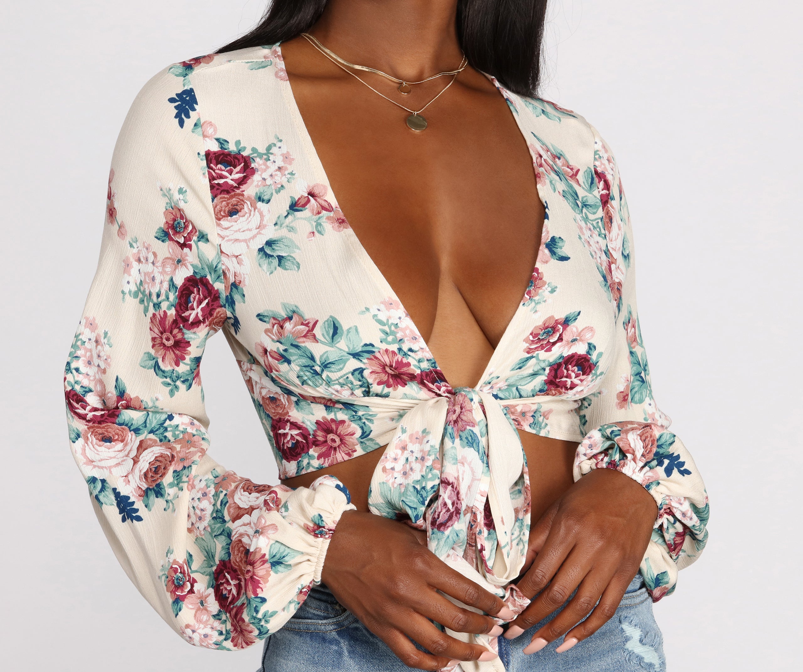 Floral Dream Tie Front Top