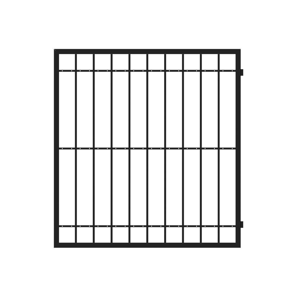 Fortress Building Products 6.25 ft. H x 71 in. W Estate Gloss Black Steel Gate 640125