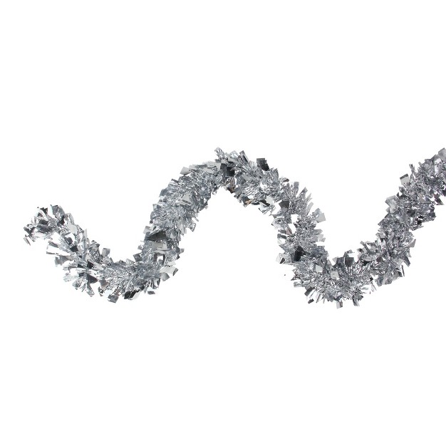 Unlit Shiny Holographic Silver Christmas Tinsel Garland