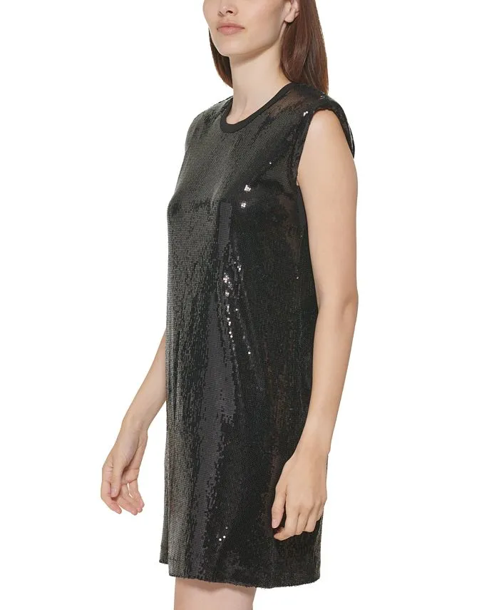 Sequined Sleeveless Shift Dress