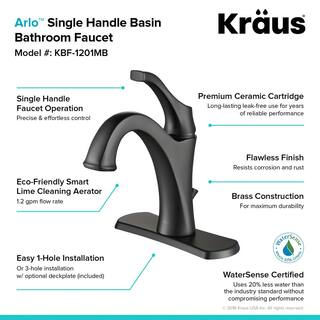 KRAUS Arlo Single Hole Single Handle Bathroom Faucet in Matte Black KBF-1201MB