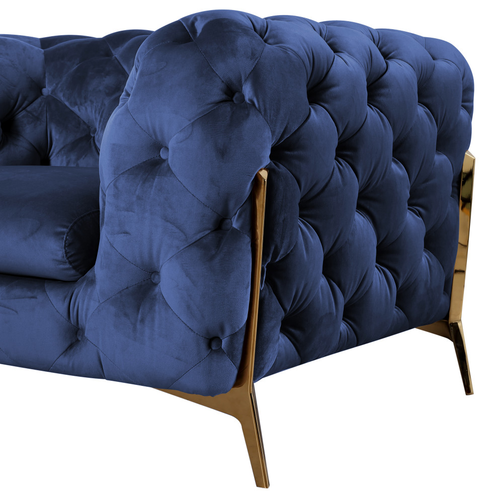 Divani Casa Quincey Transitional Blue Velvet Loveseat   Contemporary   Loveseats   by Vig Furniture Inc.  Houzz