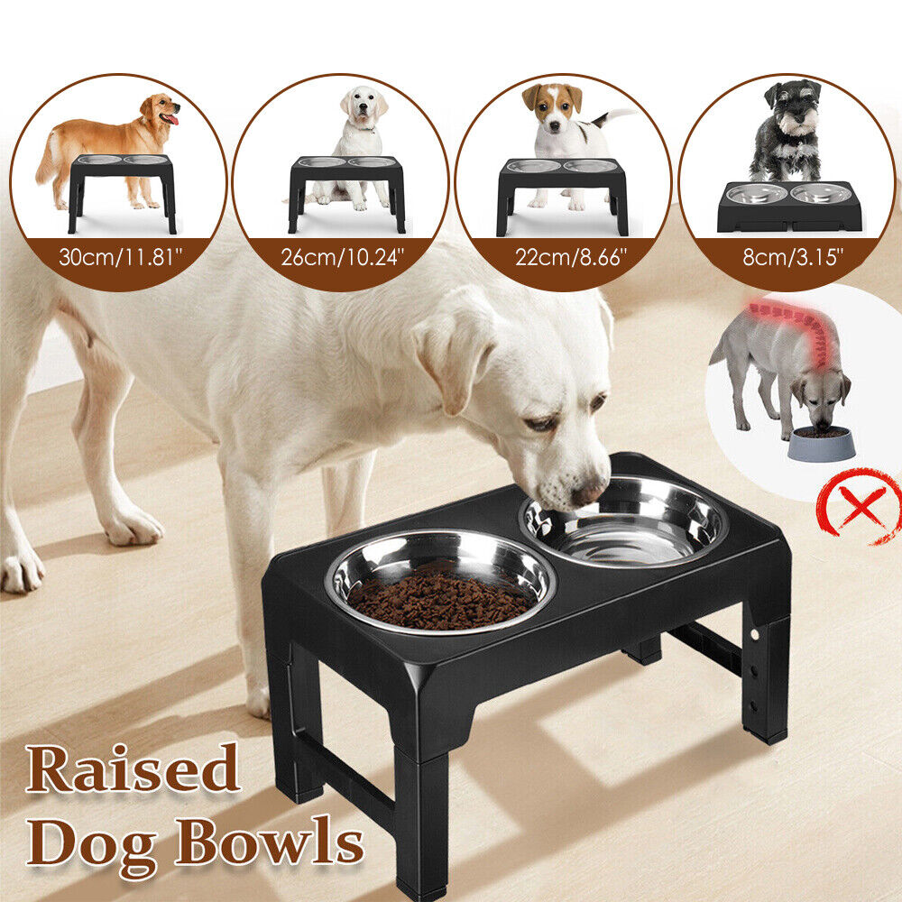 Paddsun Double Bowl Dog Cat Feeder Elevated Raised Stand Feeding Food Water Pet Dishes