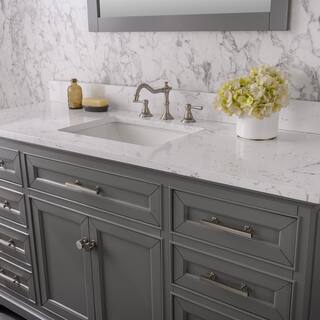 SUDIO Thompson 60 in. W x 22 in. D Bath Vanity in Gray with Engineered Stone Vanity Top in Carrara White with White Basin Thompson-60G-S