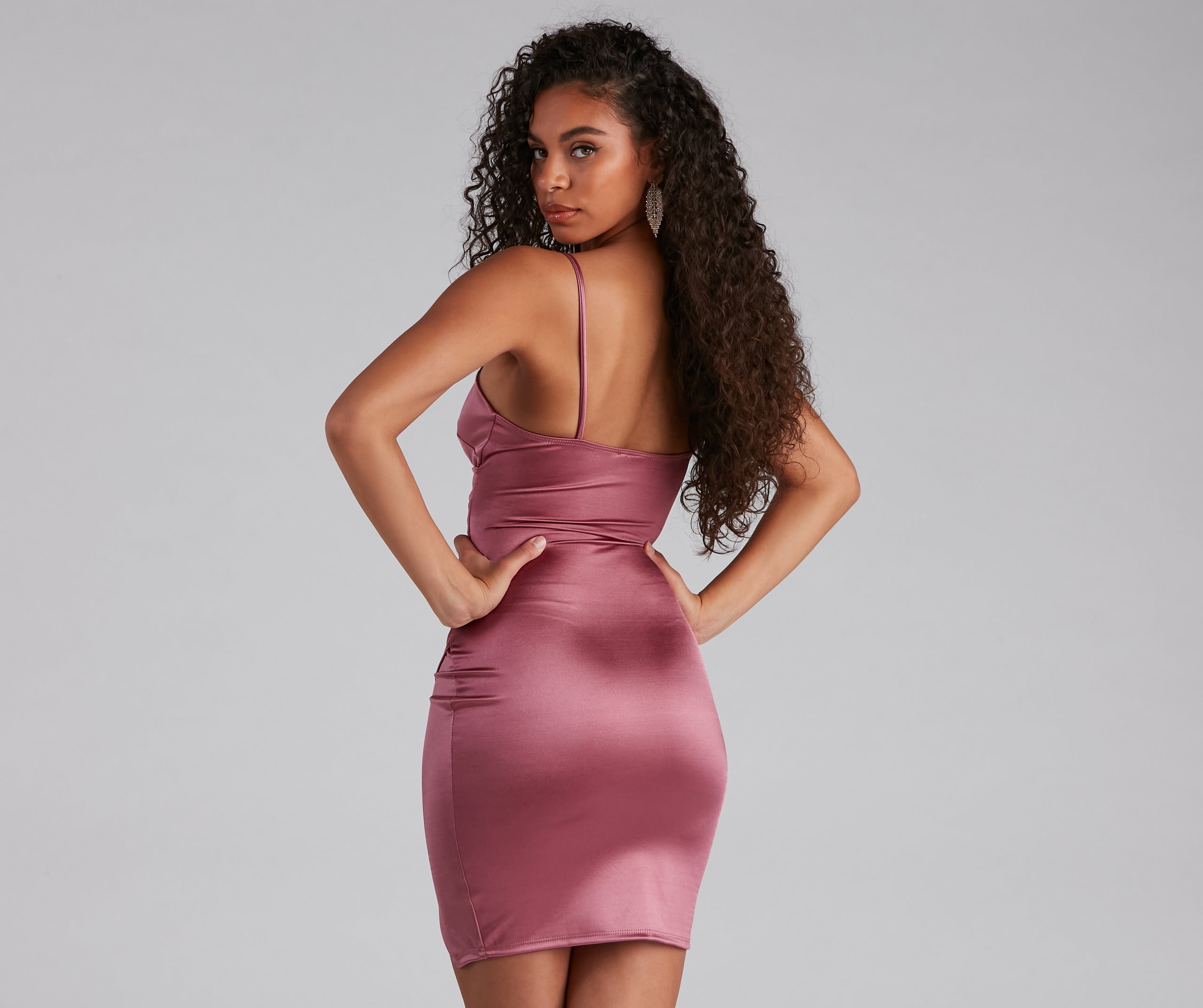 Wrapped In Sleek Satin Mini Dress