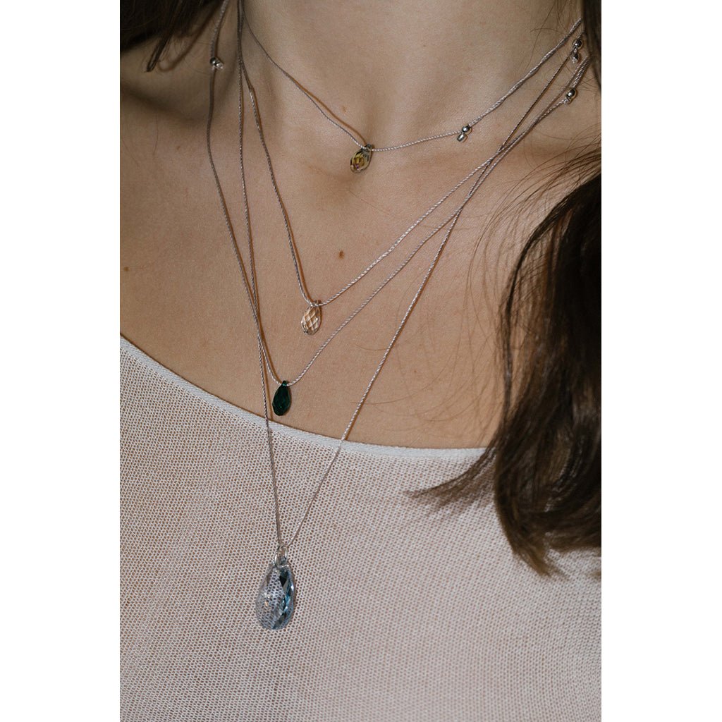 &Livy  Hyevibe Crystal Silk Slider Necklace in with Iris