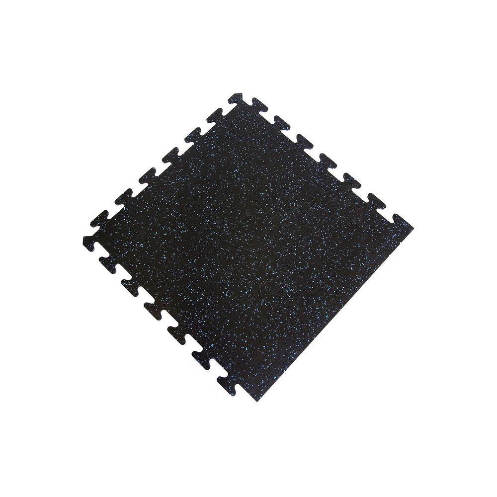 Black with Blue Speck 24 in. x 24 in. Finished Side Recycled Rubber Floor Tile (16 sq. ft. case) EZFLEXSDBL