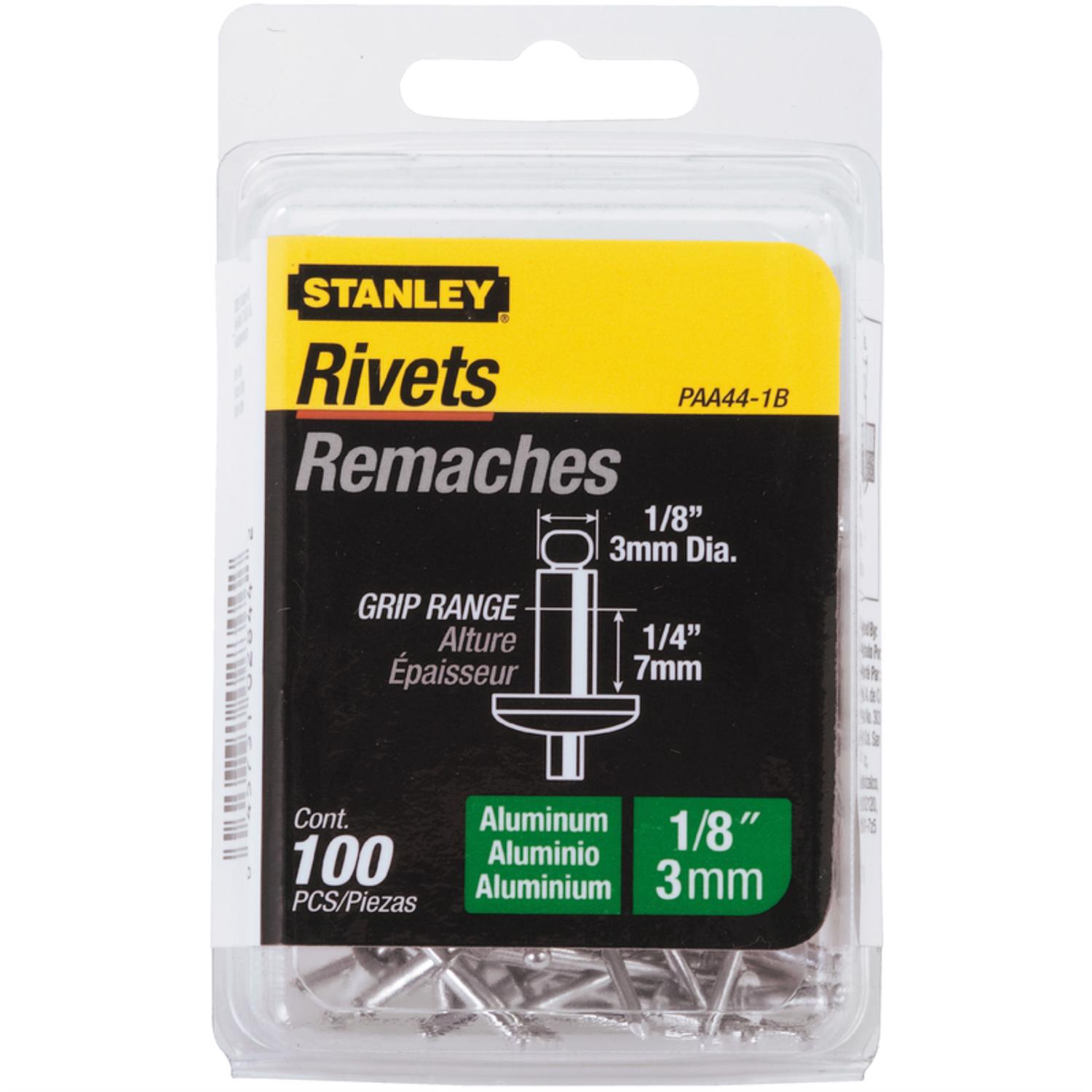 Stanley 1/8 in. D X 1/4 in. Aluminum Blind Rivets Silver 100 pk