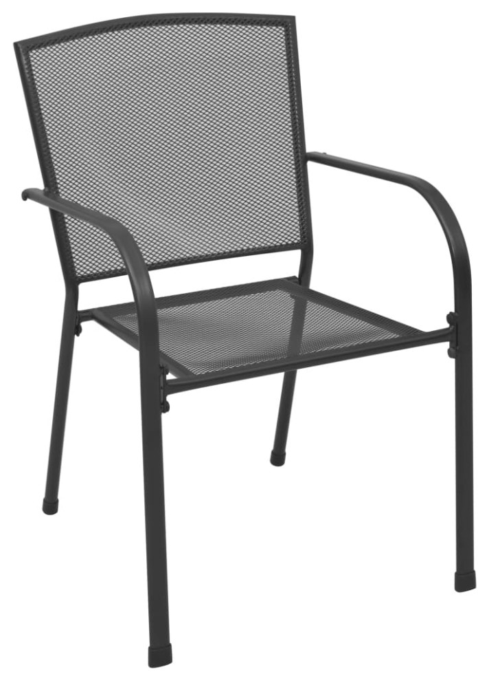 vidaXL Patio Chairs 4 Pcs Stacking Dining Chair Mesh Design Anthracite Steel   Transitional   Outdoor Dining Chairs   by vidaXL LLC  Houzz