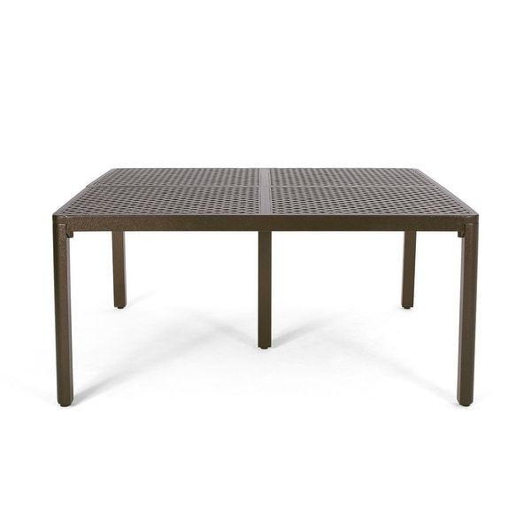 Outdoor Modern Aluminum Dining Table with Woven Accents