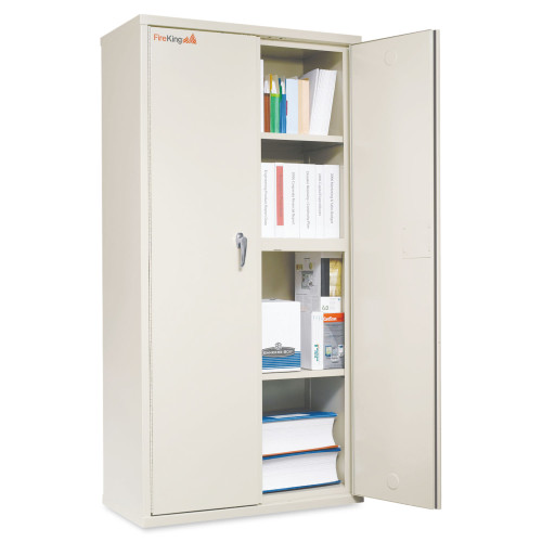 FireKing Storage Cabinet， 36w x 19.25d x 72h， UL Listed 350 Degree， Parchment (CF7236D)