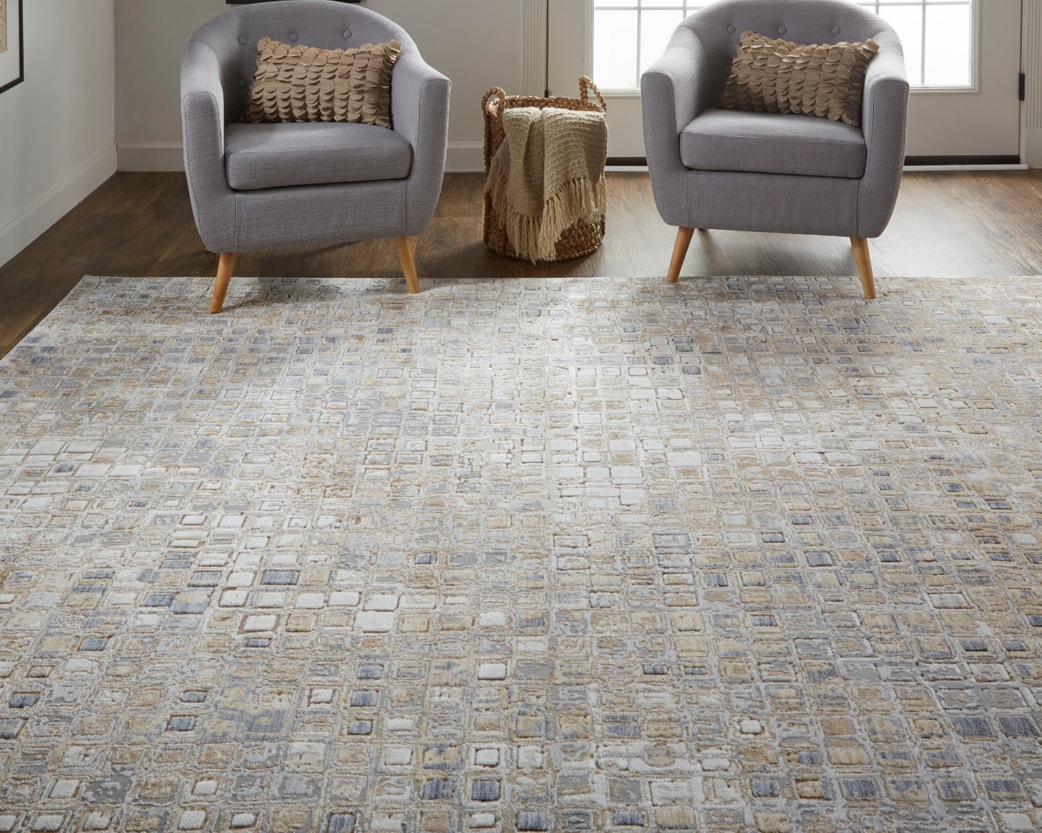 Corben Mosaic Silver Gray/Brown Rug