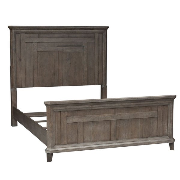 Copper Grove Artisan Prairie Wirebrushed Aged Oak with Gray Dusty Wax King Panel Headboard - - 25993965