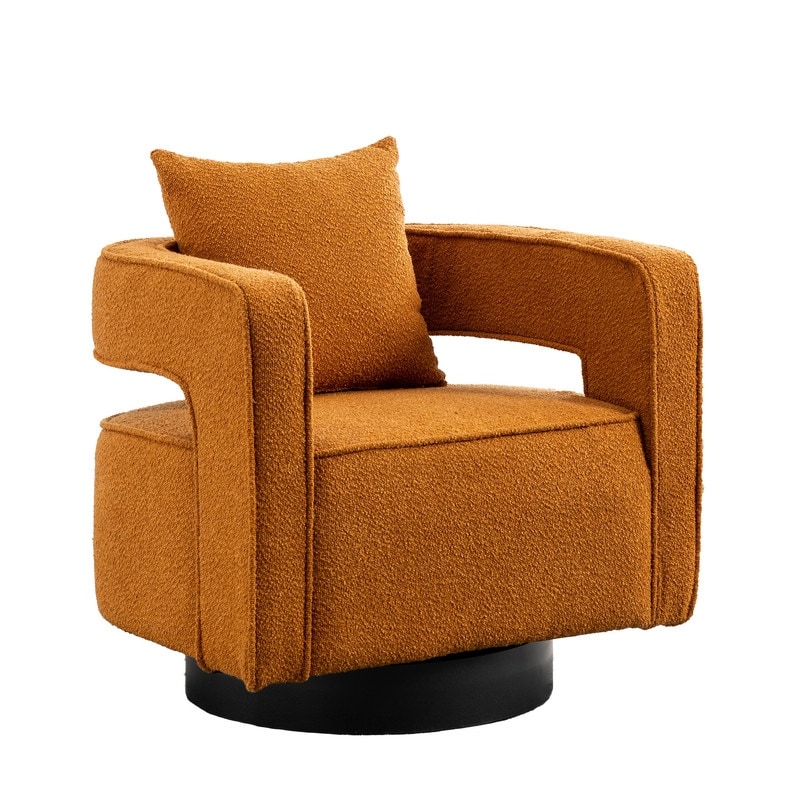 Leisure Swivel Accent Chair With Open Back and Pillow