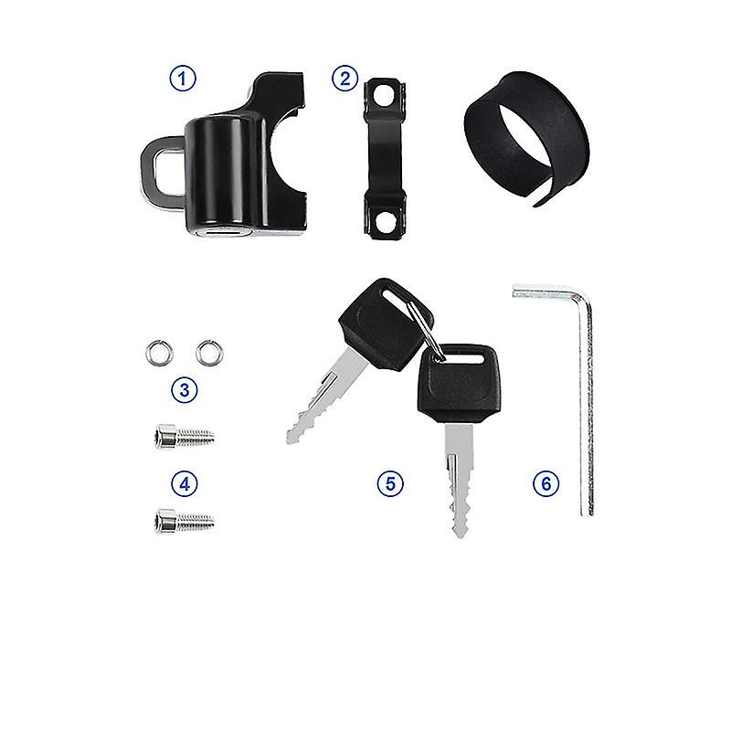 Bicycle Helmet Lock Universal Motorcycle Anti-theft Fixed Lock Multi-function Electric Security Metal 22mm-26mm Black 2 Key Set