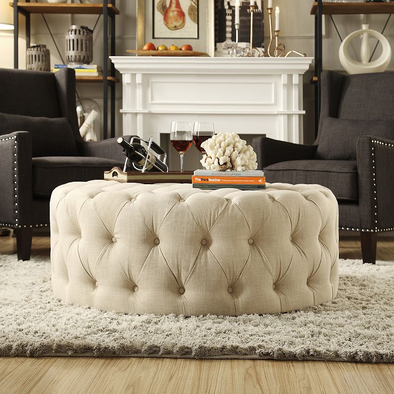 HomeVance Vanderbilt Round Tufted Cocktail Ottoman