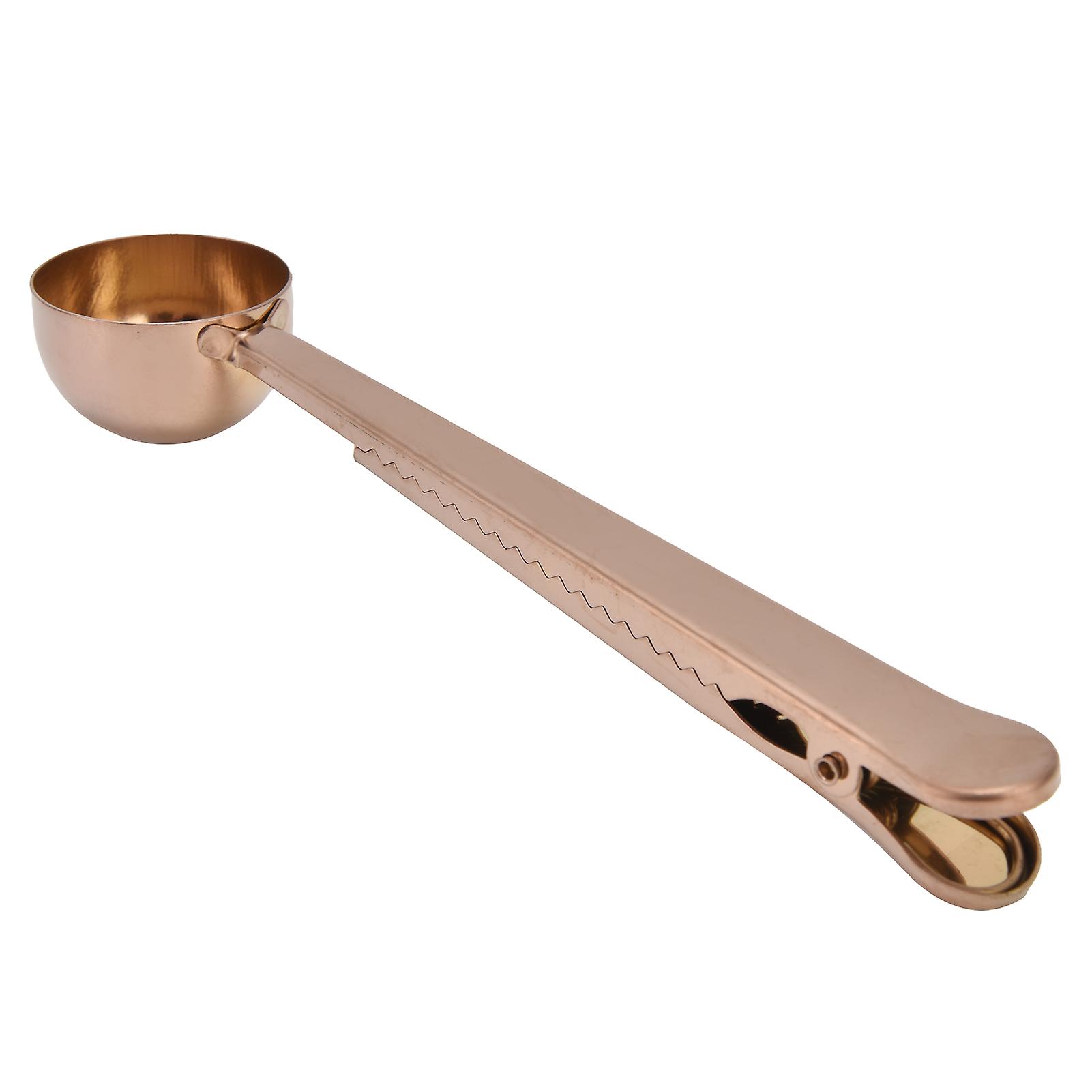 Stainless Steel Coffee Clip Spoon Multifunctional Milk Powder Measuring Spoon for HomeRose Gold