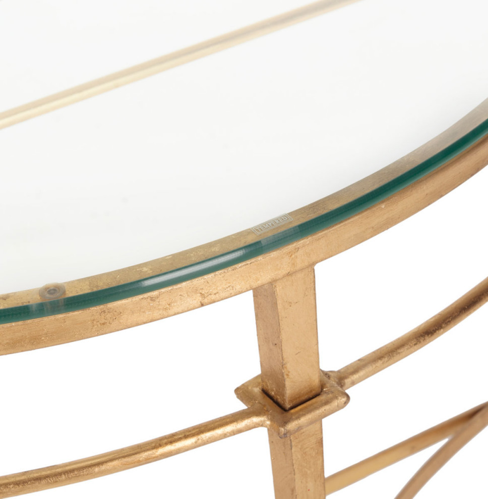 Tara Antique Gold Glass Console Table   Contemporary   Console Tables   by V.S.D Furniture  Houzz