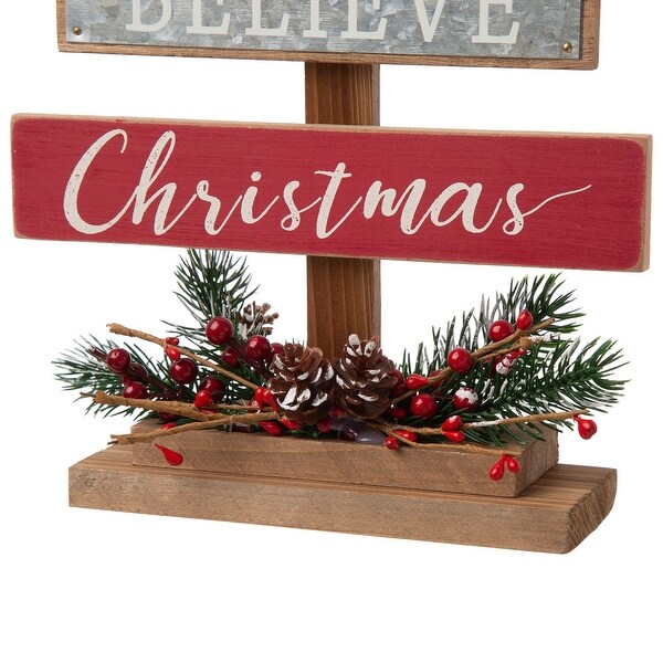 Glitzhome Wooden Xmas Table Tree Decor