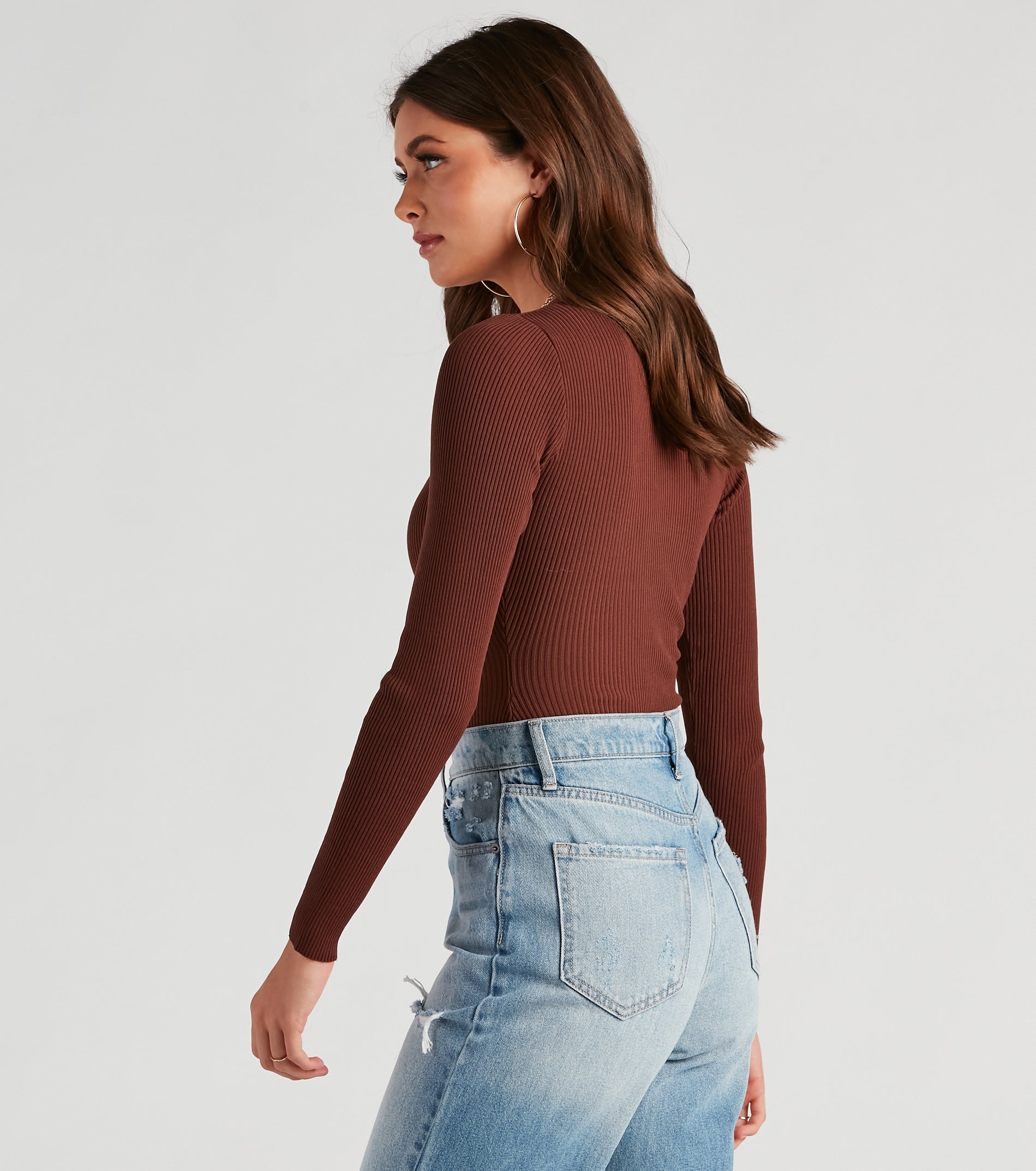 Button A Serious Note Rib Bodysuit