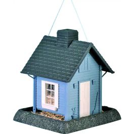 North States North States 9085W 9085 Wild Bird Feeder， Cozy Cottage， 5 Pound， Plastic， Blue/Gray， 11-1/2 in H， Pole Mounting