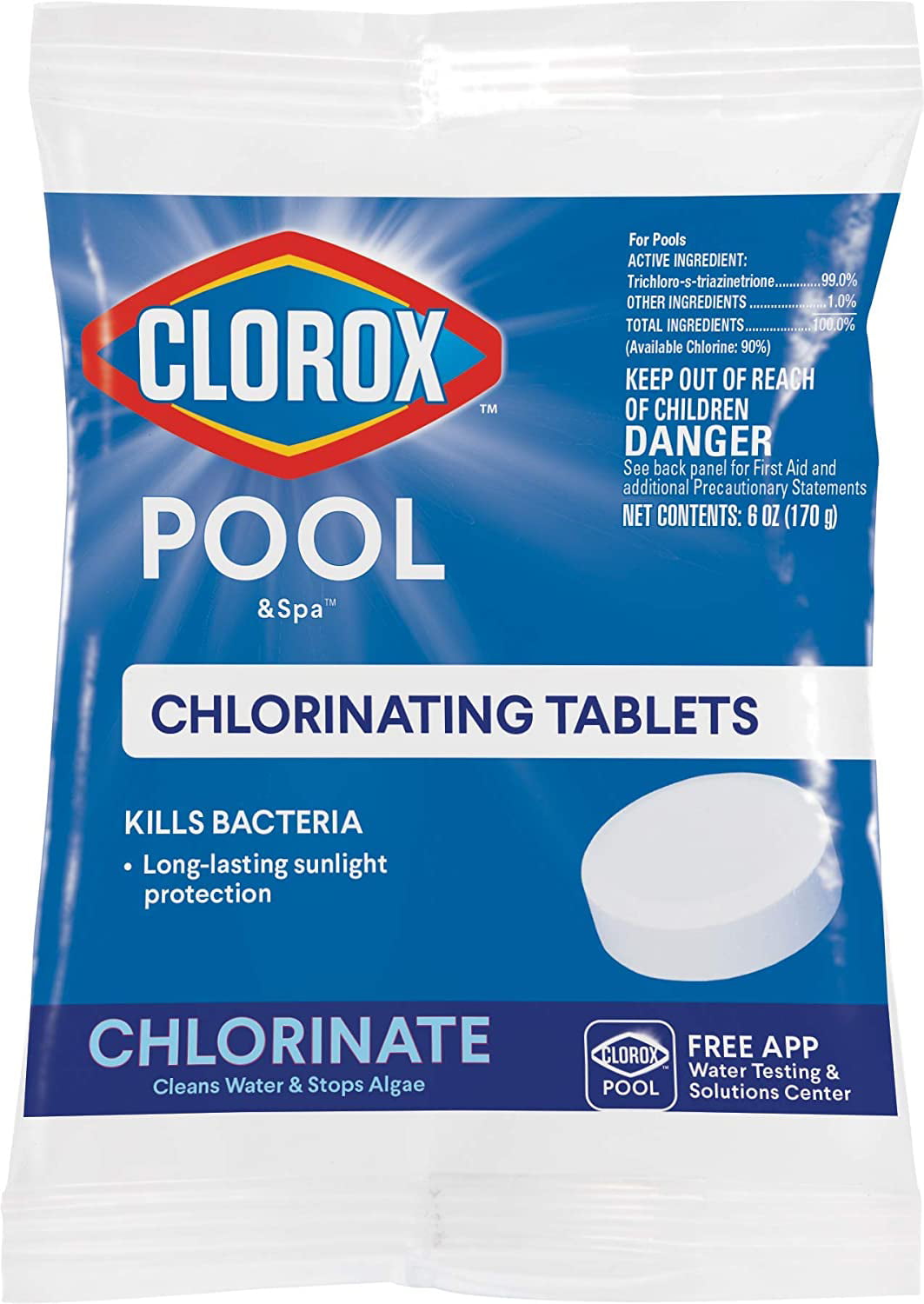 Clorox Pool&Spa 22401CLX Chlorinating Tablets, 6 oz, White